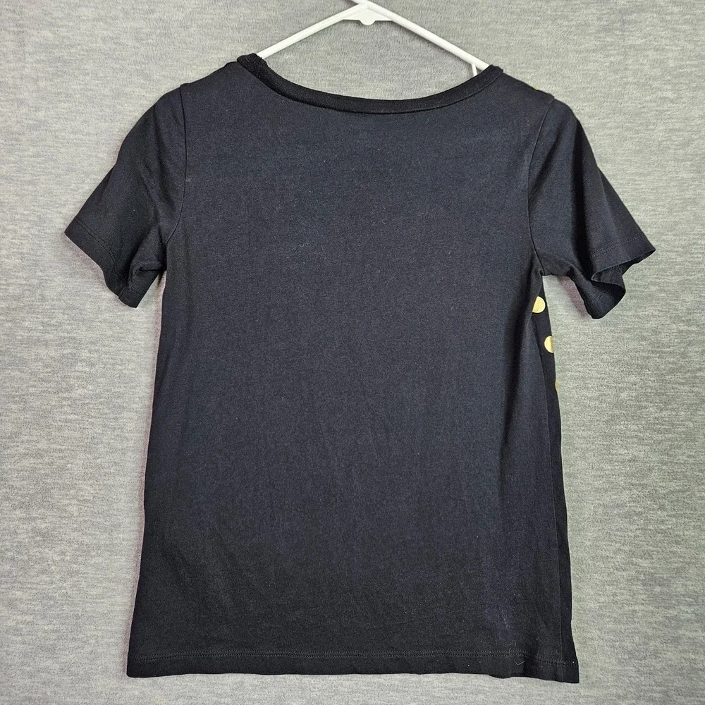 Kate Spade Saturday Women XS Black Gold Polka Dot Short Sleeve T Shirt Top